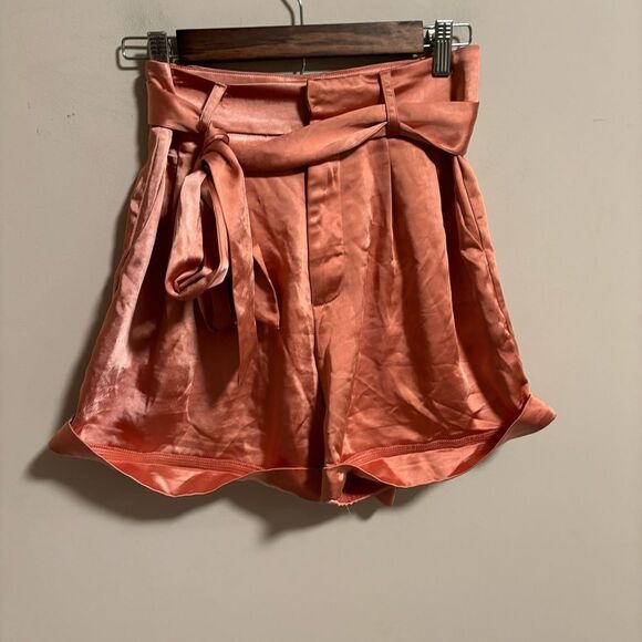 NWT Lulu’s Satin Paperbag High Waisted Belt Shorts- Size Small - Picture 2 of 9